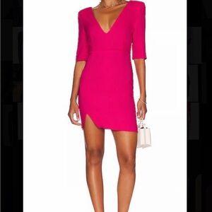 Chic Fuchsia V-Neck Mini Dress